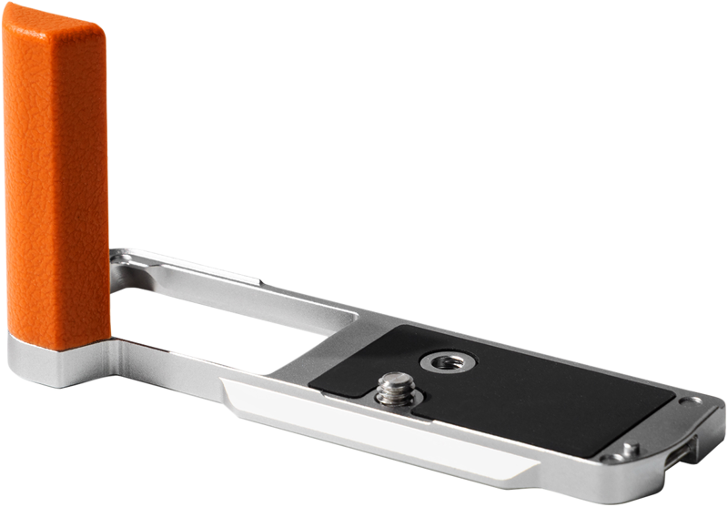 the L-shape mount plate secures the camera with a 1/4"-20 screw and a pin ensuring camera stability. The built-in Arca-Swiss quick-release plate on the base is compatible with Arca-type tripods.