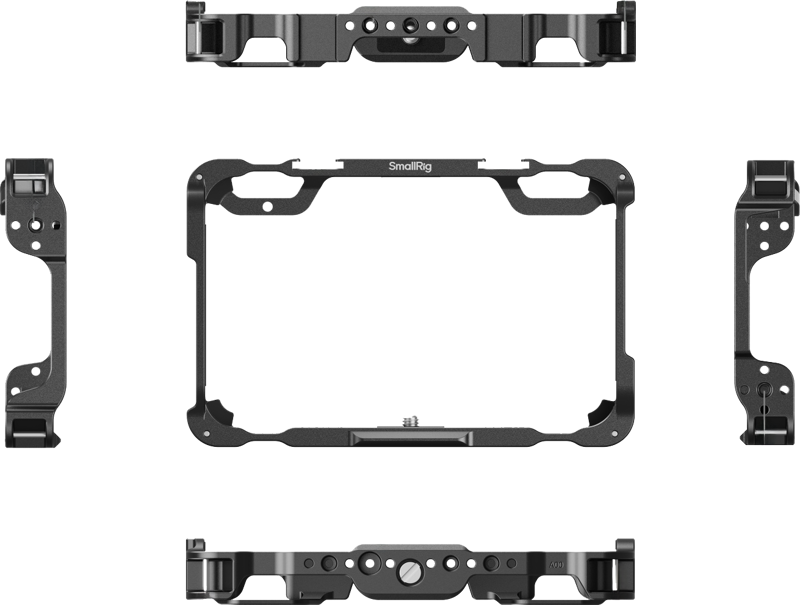 and enhance monitoring in bright shooting environments with the sunhood. The kit includes the cage