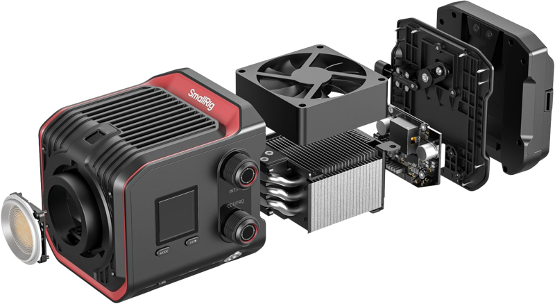 and an efficient cooling system independently developed by SmallRig. The palm-sized RC 100B COB LED video light is only one-third the size of a traditional COB LED video light and weighing just 700g