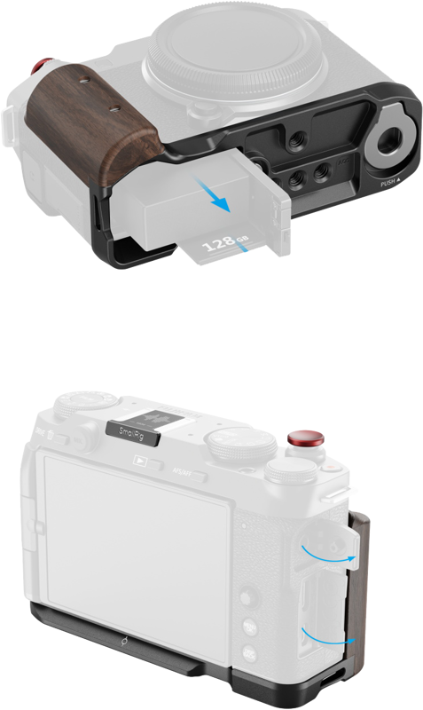 SMALLRIG 5260 L-Shape Mount Plate with Wooden Handle for FUJIFILM X-M5 Black