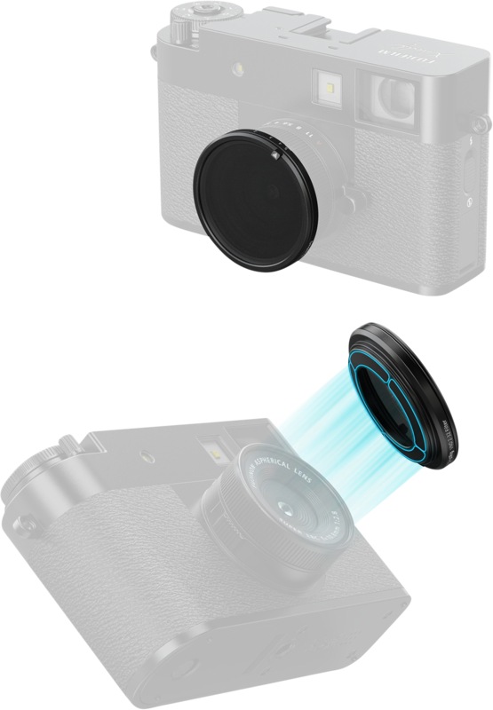 this filter ensures zero vignetting. The stepless adjustment mechanism allows smooth transitions between ND2 to ND32 (1-5 stops)