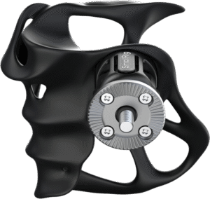 it attaches to compatible cages via ARRI rosette adapters or shoulder rig extension arms