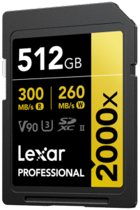 LEXAR SDXC Pro 2000X UHS-II U3 R300/W260 (V90) 512GB