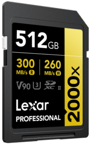 LEXAR SDXC Pro 2000X UHS-II U3 R300/W260 (V90) 512GB