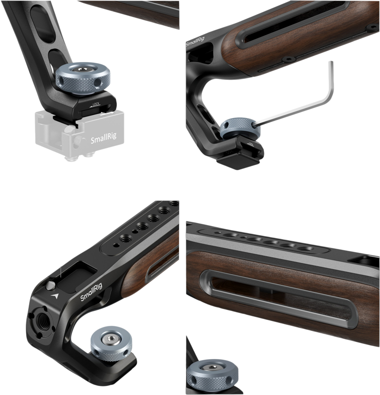 SMALLRIG 5250 Wooden Top Handle with Cold Shoe Mount