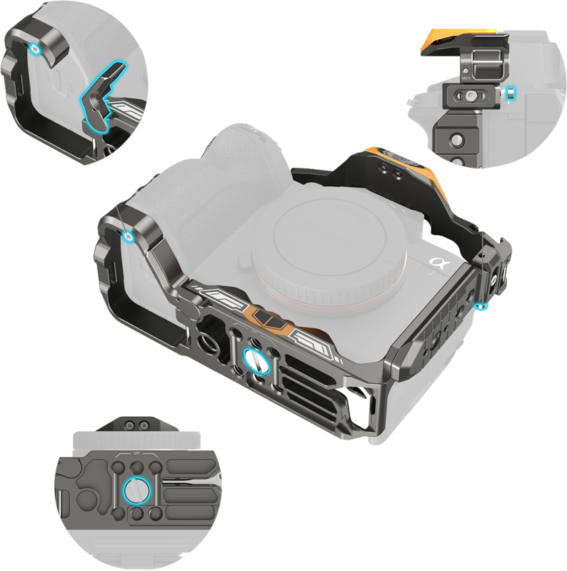 SMALLRIG 5518 HawkLock Quick Release Cage Kit for Sony A7R V/ A7 IV/ A7S III (Adv Ed) (Bumblebee)