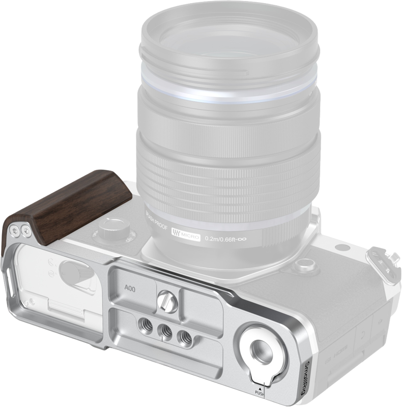 SMALLRIG 5563 L-Shaped Mount Plate with Wooden Handle for OM SYSTEM OM-3