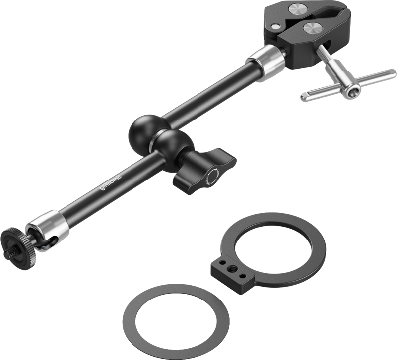 and a metal ring. One end features a 1/4"-20 screw that pairs seamlessly with the MagSafe mount for quick setup with iPhones and MagSafe-compatible devices