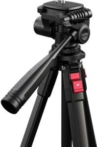 and live streaming. The tripod (head) features a 1/4"-20 screw at the top for camera mounting and a 3/8"-16 screw at the base for compatibility with a variety of photography heads.
