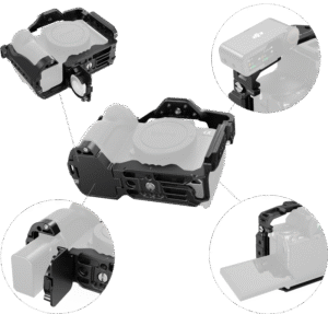 a hinged door at the battery compartment enhances grip by providing extra support for the little finger.