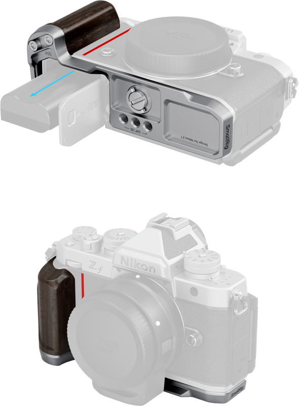 SMALLRIG 5707 L-Shaped Mount Plate with Wooden Handle for Nikon Z f Silver