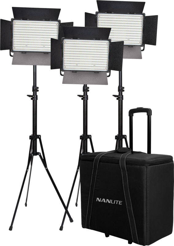 Kit NANLITE 3 light kit 900DSA w/Trolley Case & Light Stand