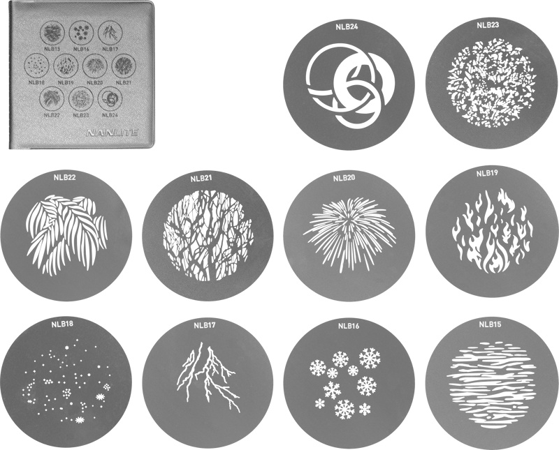 Set of 10 GOBO discs.