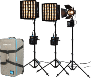 NANLITE PavoSlim 60B x 2 & Forza 60B II KIT - 3-Light Kit with Light Stand