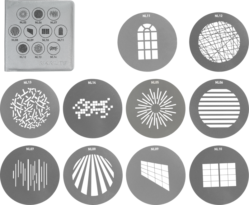 Set of 10 GOBO discs.