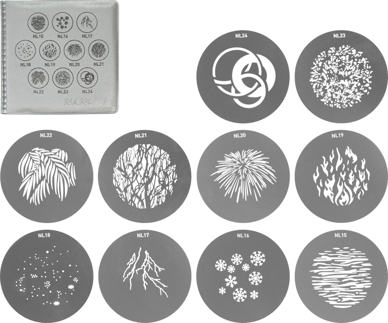 Set of 10 GOBO discs.