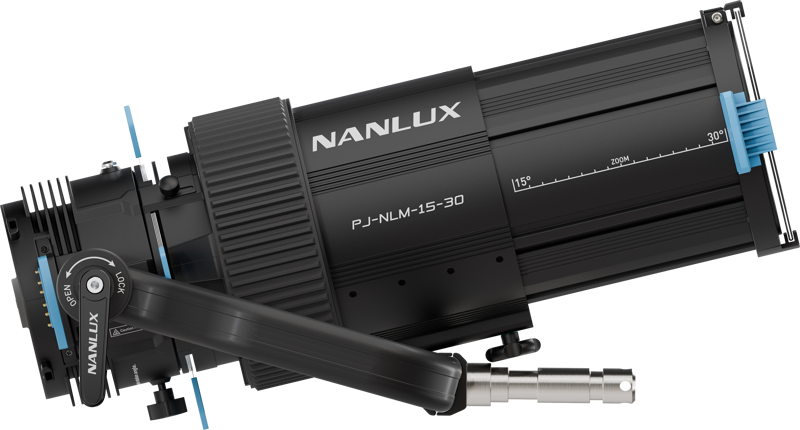 The NL Mount Projection Attachment 15-30° for the Evoke series. It offers exceptional optical control of zoom