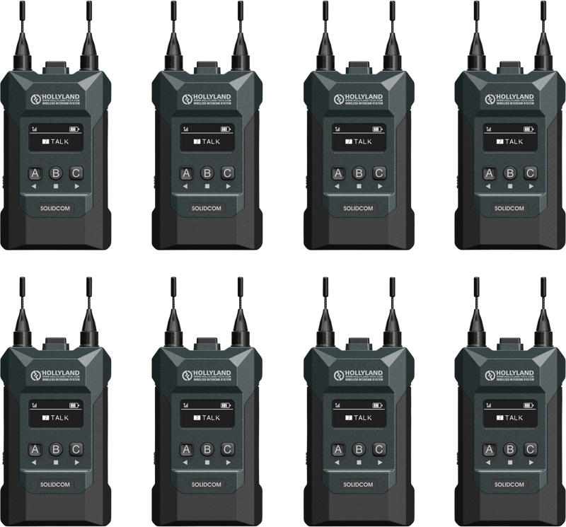 1.9GHz full-duplex professional wireless intercom system that supports 8-channel beltpacks simultaneous communication and cascade connection of multiple devices.