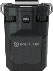 IP65-rated wireless beltpack offering up to 15-hour runtime per charge. Ensures reliable crew communication within 500-meter range. Swappable battery