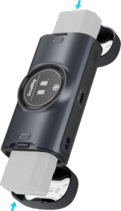 capable of charging both OEM and third-party options. This compact charger holds two batteries