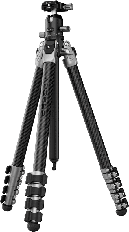 A lightweight photography tripod specifically designed for travel photographers. With a maximum leg diameter of 25.5mm and a 5-section leg design