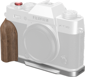 SMALLRIG 5667 L-Shaped Mount Plate with Wooden Handle for FUJIFILM T30 / T30 II / X-T30 III Silver