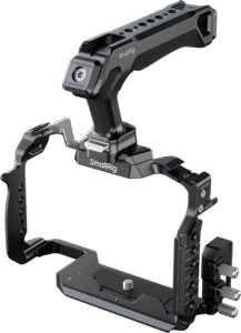 a HDMI & USB-C cable clamp and a top handle