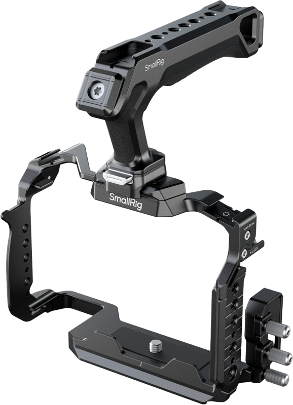 a HDMI & USB-C cable clamp and a top handle