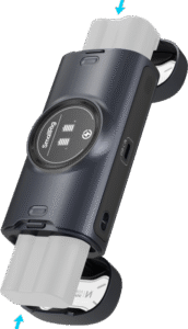 capable of charging both OEM and third-party options. This compact charger holds two batteries