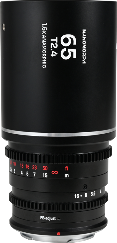The Laowa Nanomorph 65mm T2.4 1.5X S35 (Silver) is a compact and lightweight anamorphic cine lens designed for Super35 cinema cameras. Offering a 1.5x anamorphic squeeze