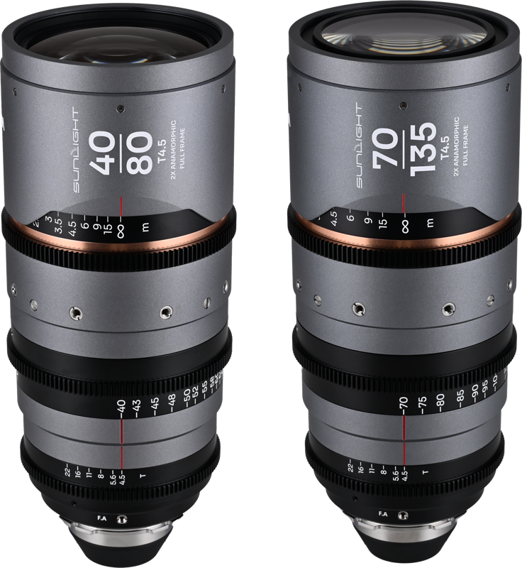 LAOWA Sunlight 2X Anamorphic Zoom 2-Lens Bundle (40-80mm,70-135mm) (Amber) Arri PL