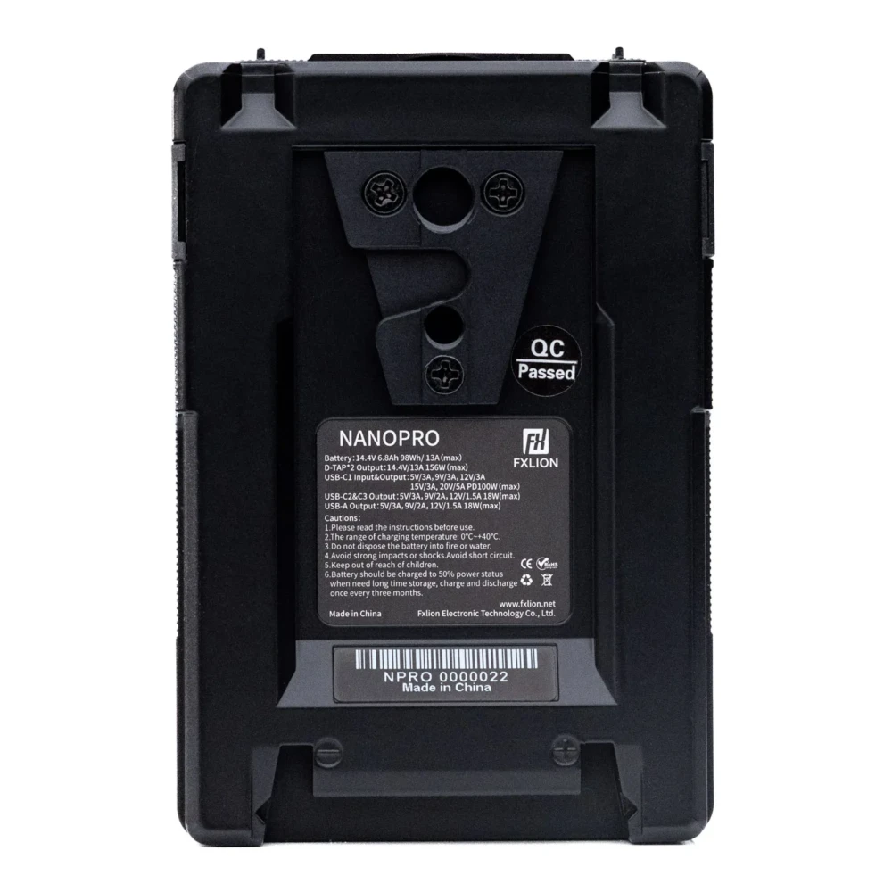 FXLION Nano Pro 98Wh V-mount battery with PD 100W