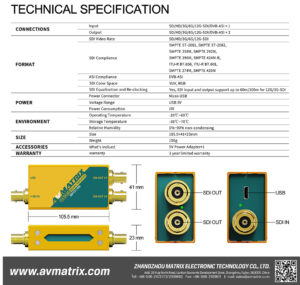 AVMATRIX SD1121-12G 1×2 12G-SDI signal repeater