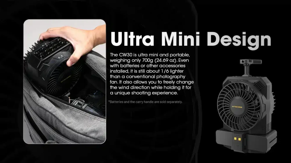 NITECORE Cine Wind photography styling fan with handle