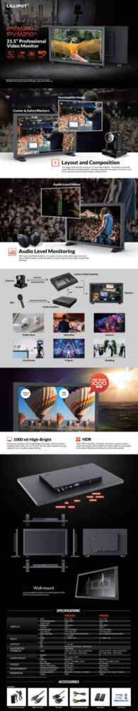 21.5" LILLIPUT PVM210S high brightness video monitor