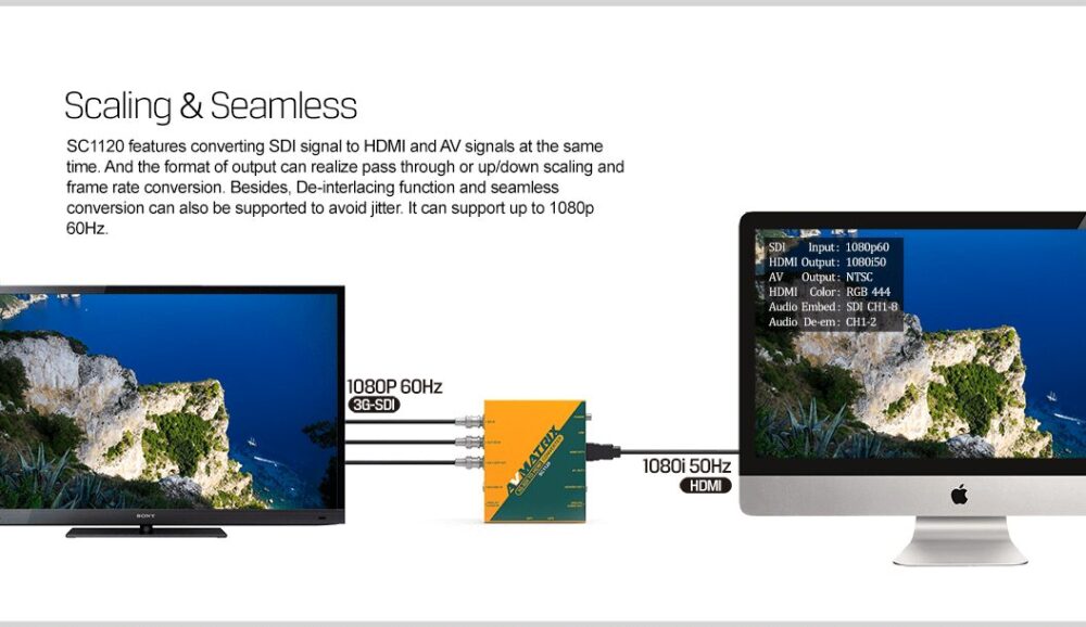 AVMATRIX SC1120 3G-SDI to HDMI & AV scaling converter