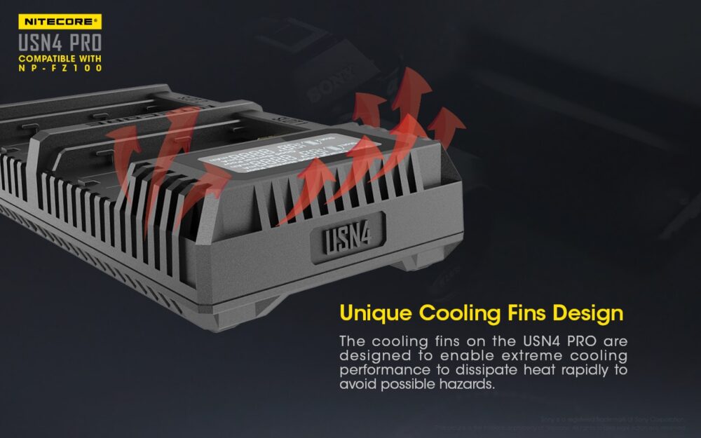 Nitecore USN4 PRO dual slot digital USB charger for Sony NP-FZ100 batteries