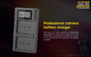 Nitecore USN3 PRO dual slot digital USB charger for Sony NP-F series batteries