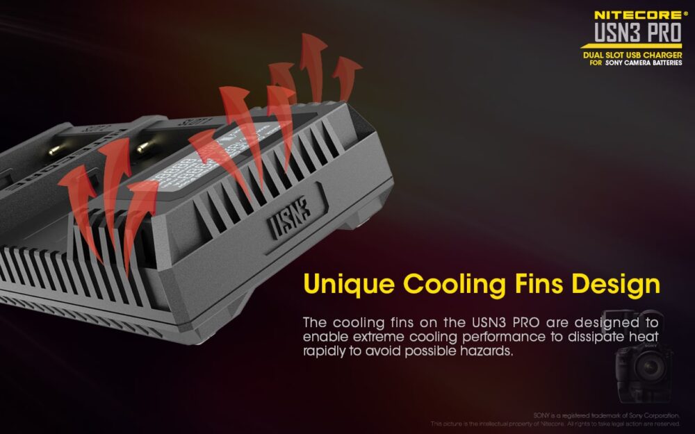 Nitecore USN3 PRO dual slot digital USB charger for Sony NP-F series batteries