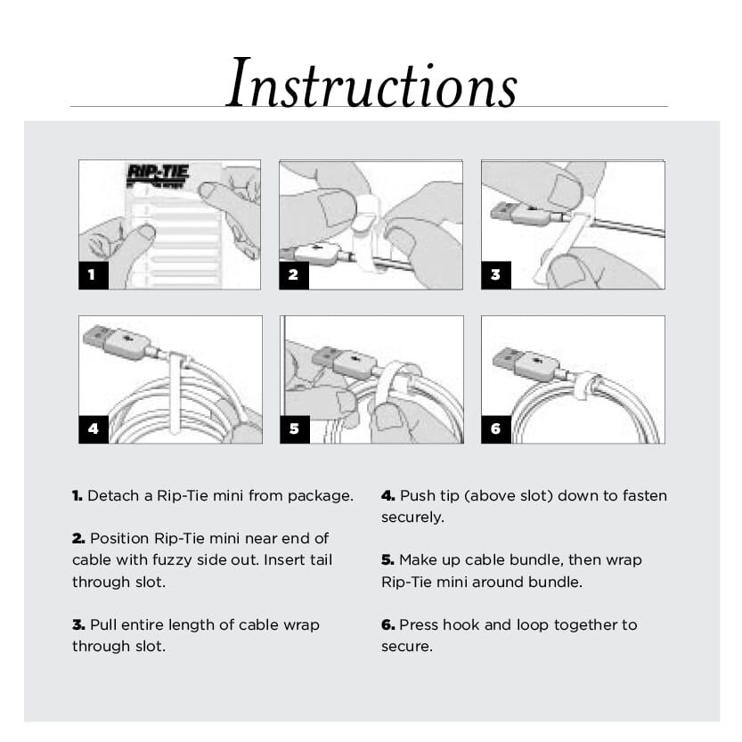 1/4" x 5.5" RIP-TIE Mini 14-pack, WHITE