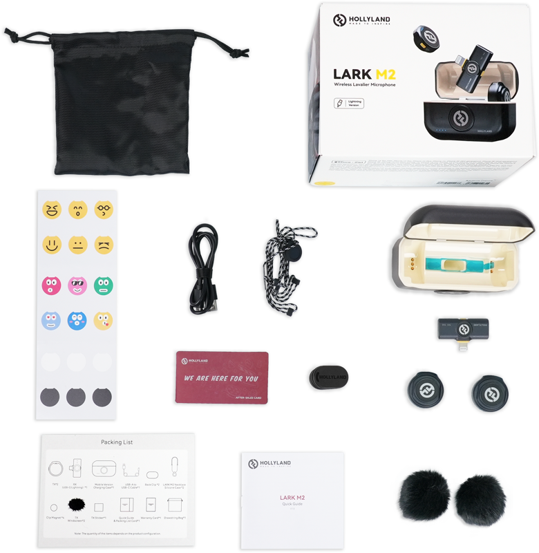 HOLLYLAND Lark M2 Lightning - Wireless Lavalier Microphone with Lightning Plug (Duo,Shine Charcoal)