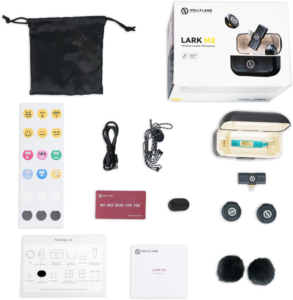 HOLLYLAND Lark M2 Lightning - Wireless Lavalier Microphone with Lightning Plug (Duo,Shine Charcoal)